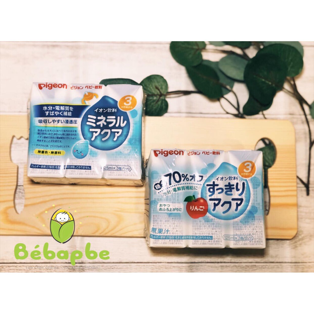 nước điện giải Pigeon, hàng nội địa Nhật, lốc 3 hộp x 125ml, hsd 08/12/2019