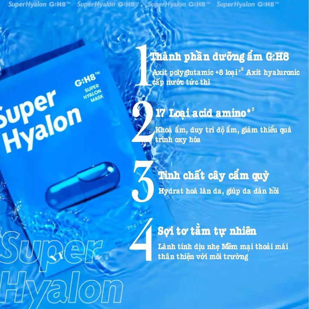 Hộp Mặt nạ 6 Miếng Cao Cấp cấp nước, dưỡng ẩm chuyên sâu VT Super Hyalon cấp nước tức thì, duy trì làn da ẩm mịn suốt ng