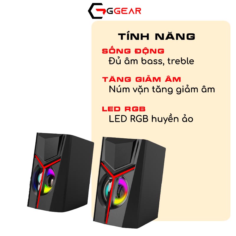 Loa máy tính Ggear Bonks DX19 loa vi tính mini để bàn gaming led siêu bass cho laptop pc điện thoại smartphone tv