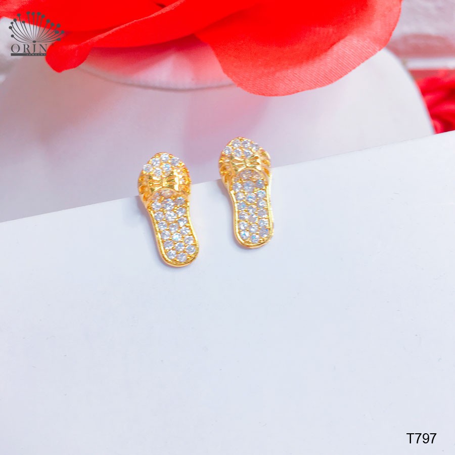 Bông tai nữ hình chiếc dép đính đá thiết kế cao cấp Orin T797
