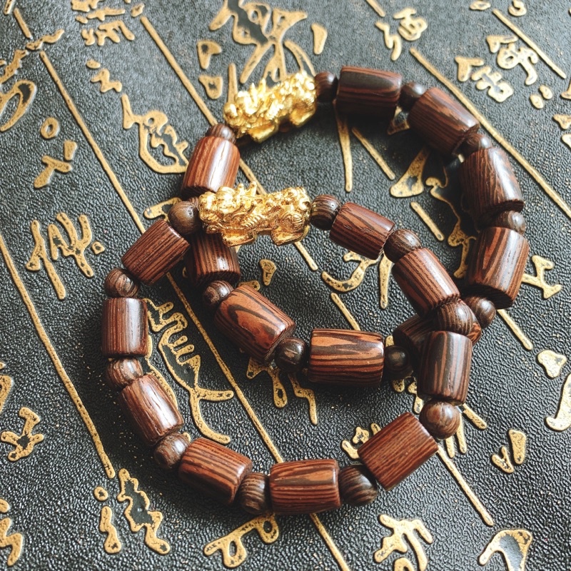 Vòng Trầm Đốt Trúc mix Tỳ Hưu Tặng Kèm Hộp Gấm Cao cấp