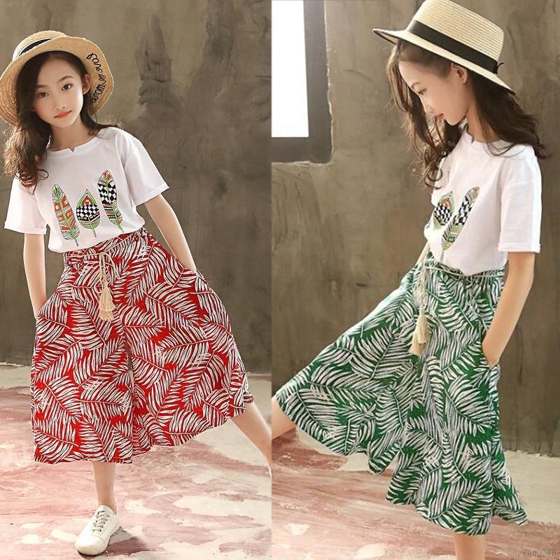 Set Áo Thun Ngắn Tay + Quần Dài Ống Rộng Thời Trang Nữ 💕Se7en