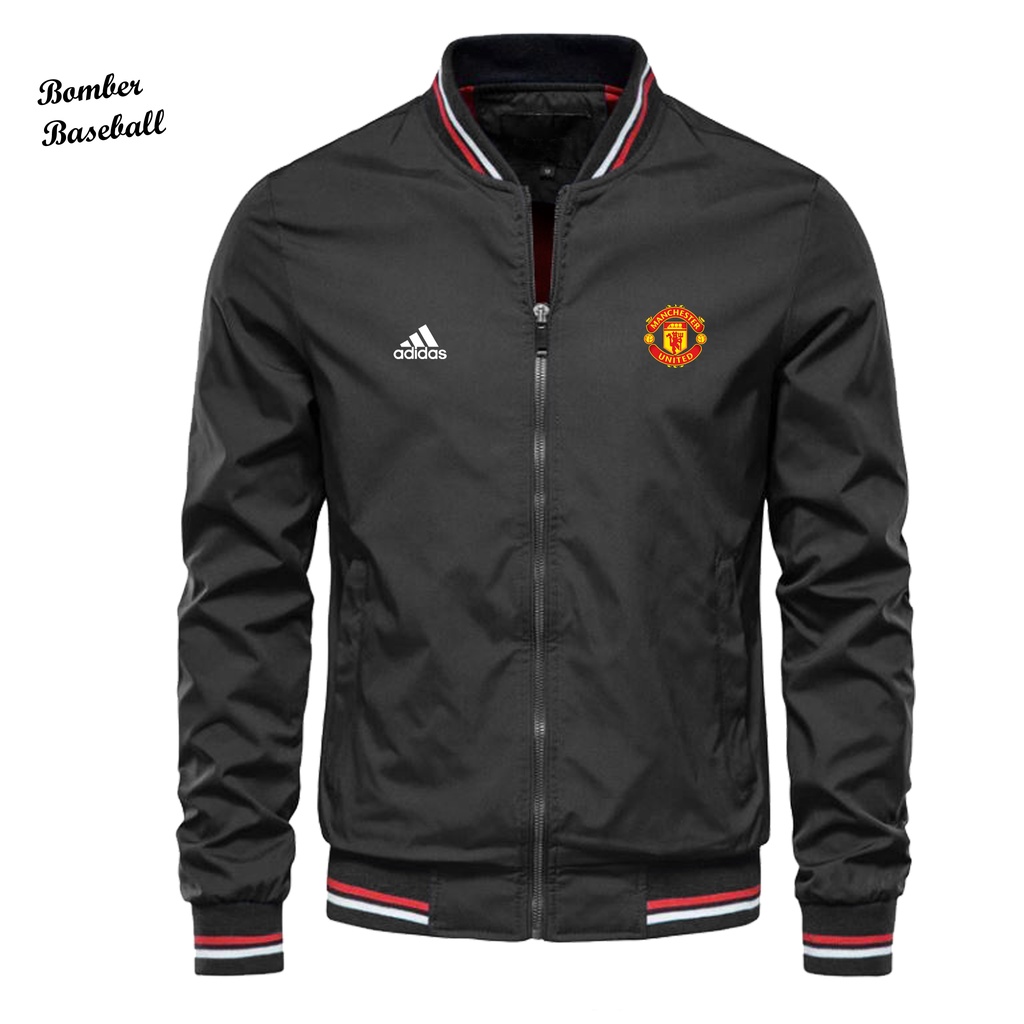 Áo Khoác Bomber Khóa Kéo In Logo Manchester United Thời Trang Cá Tính
