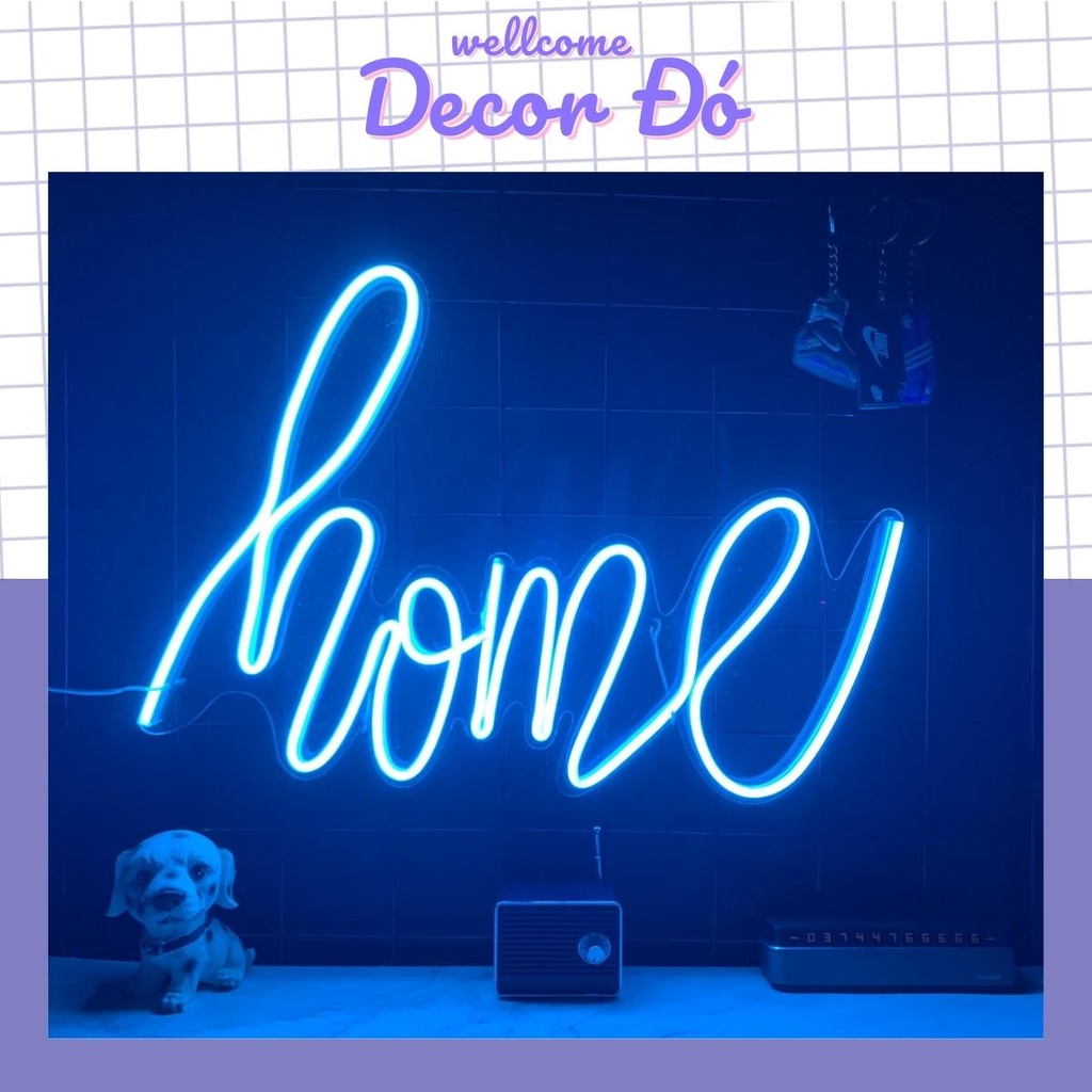 Đèn NeonSign | Chữ Home | Kích Thước 39x22cm | Quà Tặng Trang Trí Cực Chất , Siêu Sáng & Tiết Kiệm Điện Với Led 12v |