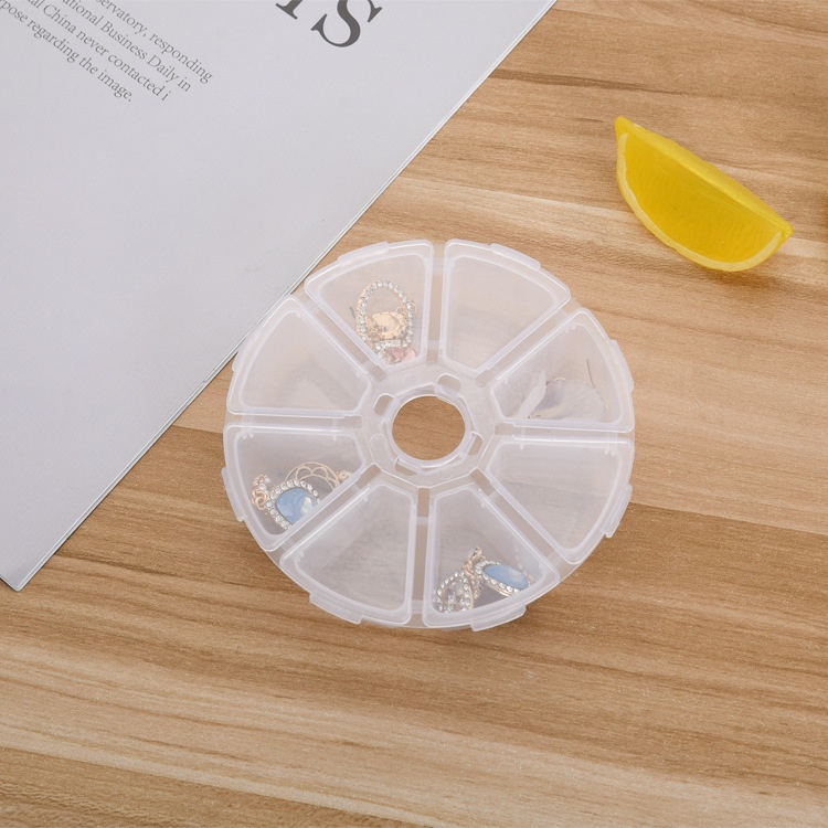 Hộp nhựa tròn 8 ngăn đựng thuốc, phụ kiện đa năng Baby shopping