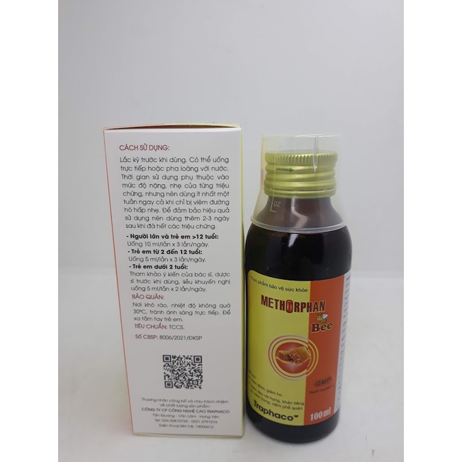Siro ho METHORPHAN Bee Chai 100ml - Giảm Đờm, Giảm Ho , Rát Họng , Khản Tiếng