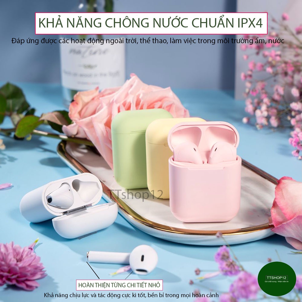 Tai nghe bluetooth InPods 12 âm Superbass chống nước cảm biến vân tay 1 chạm nghe nhạc siêu hay