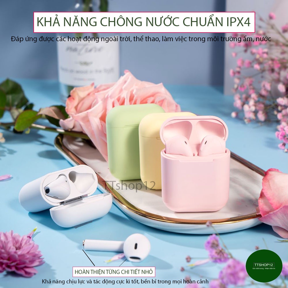 Tai nghe bluetooth InPods 12 chính hãng âm Superbass chống nước IPX4 cảm biến vân tay 1 chạm nghe nhạc siêu hay