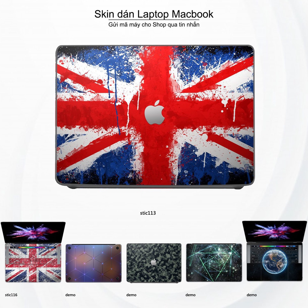 Skin dán Macbook mẫu cờ Anh (đã cắt sẵn, inbox mã máy cho shop)