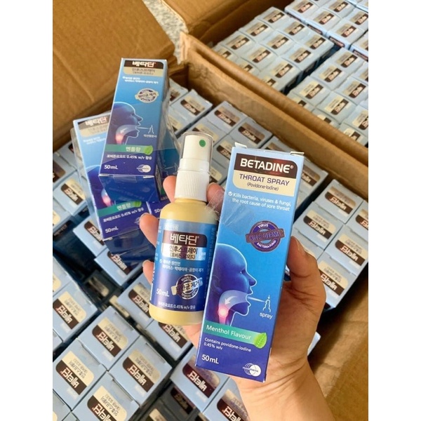 [MẪU MỚI] XỊT HỌNG KHÁNG KHUẨN BETADINE HÀN QUỐC 50ml