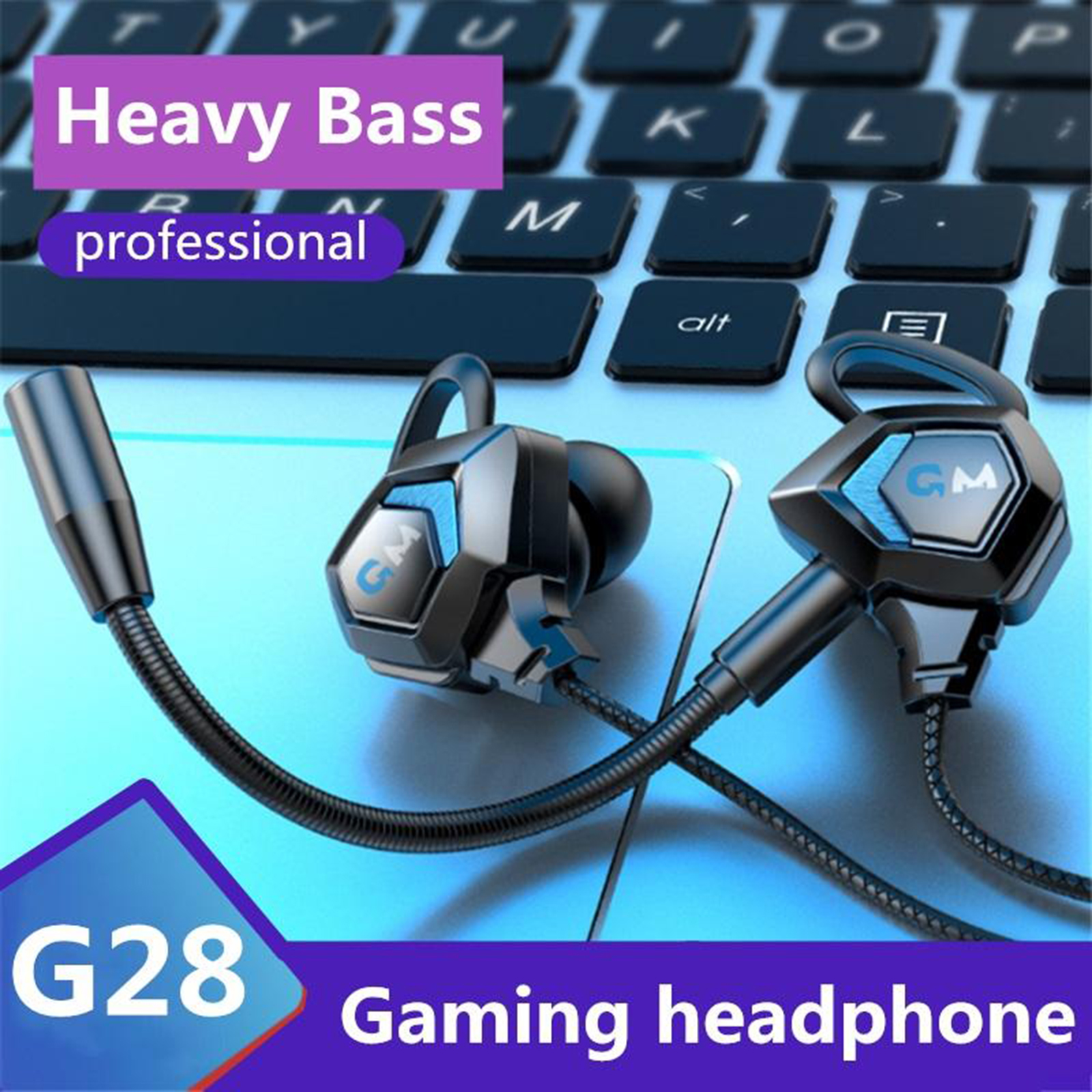 Gaming Earphones With Microphone 3.5mm In-ear Bass Stereo HiFi HD Game Sound For PC Mobile Phone