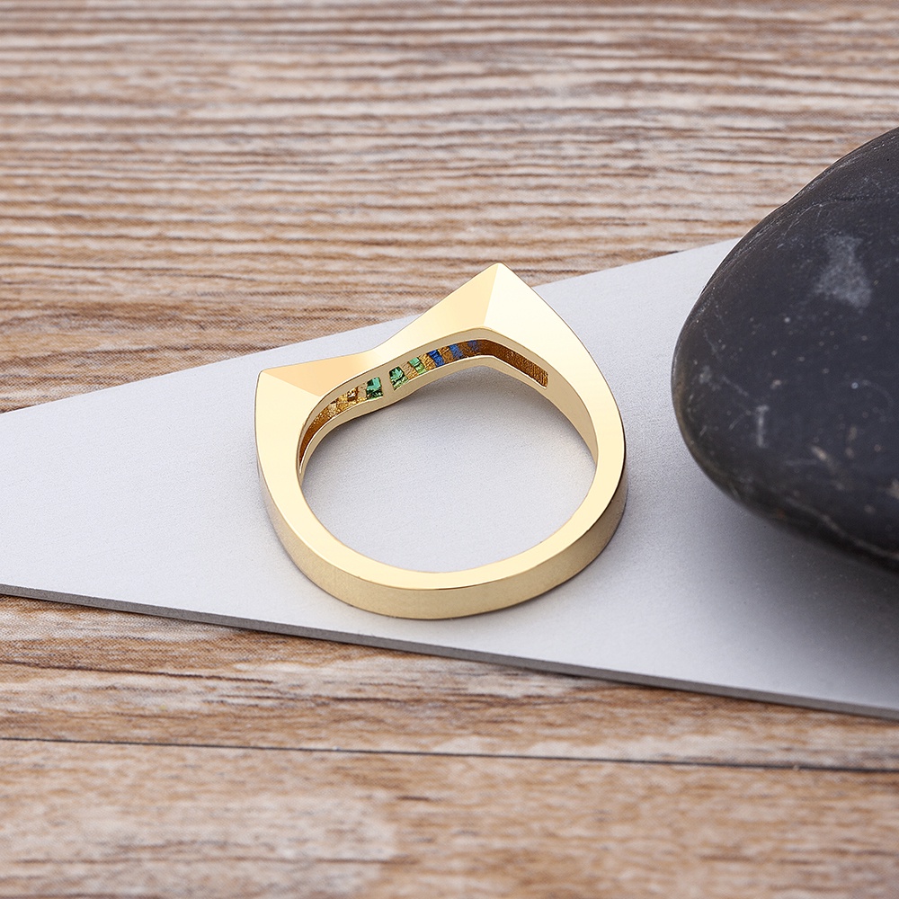 Nhẫn Đính Đá Zircon Màu Cầu Vồng Thiết Kế Mới Thời Trang Dành Cho Nữ