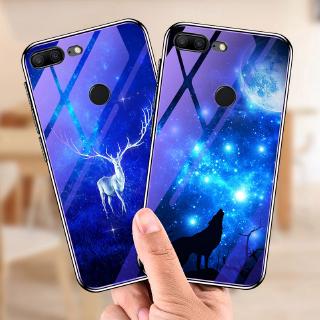 Huawei Honor 8 9 10 Lite Play Case Flower Wolf Tempered Glass Back Cover
