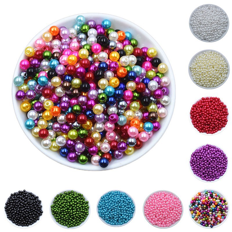 Set 100 hạt ngọc trai nhân tạo đường kính 6mm dùng trang trí trang sức