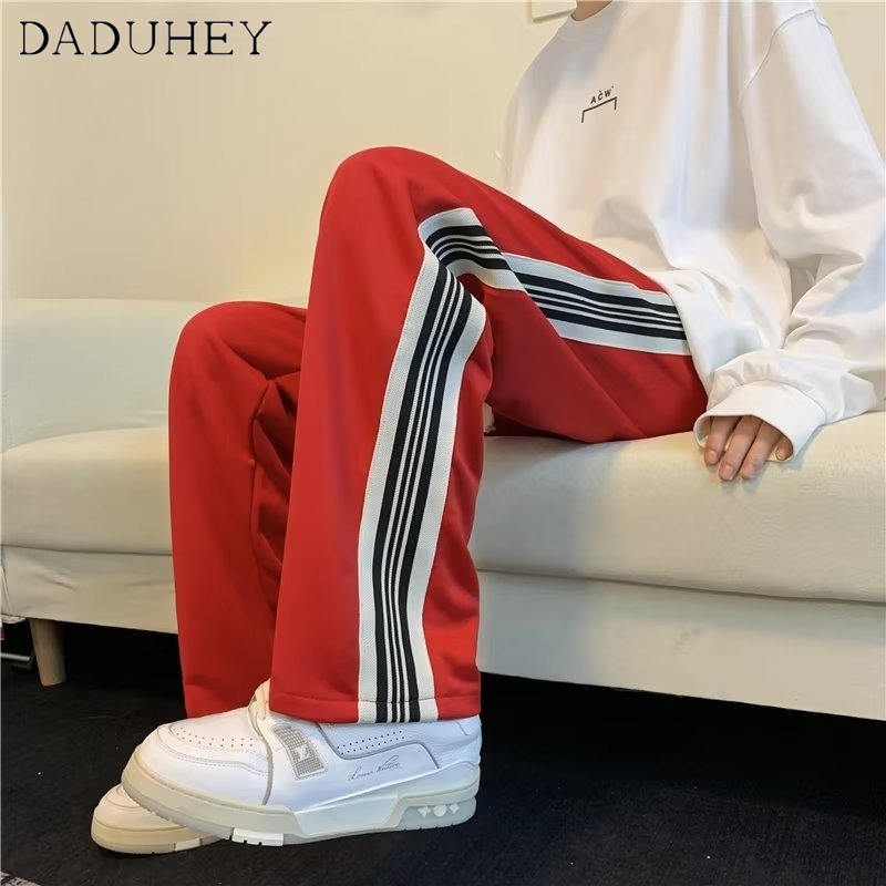 DaDuHey American Street Letter Printed Sports Casual Pants Men's Fashion Brand Hip Hop Loose All-Match Cover Silk Cotton Sweatpants