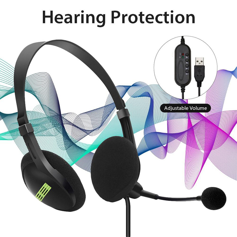 Tai Nghe Usb Kèm Mic Chống Ồn Tiện Dụng Cho Pc / Laptop / Mac / School / Kids