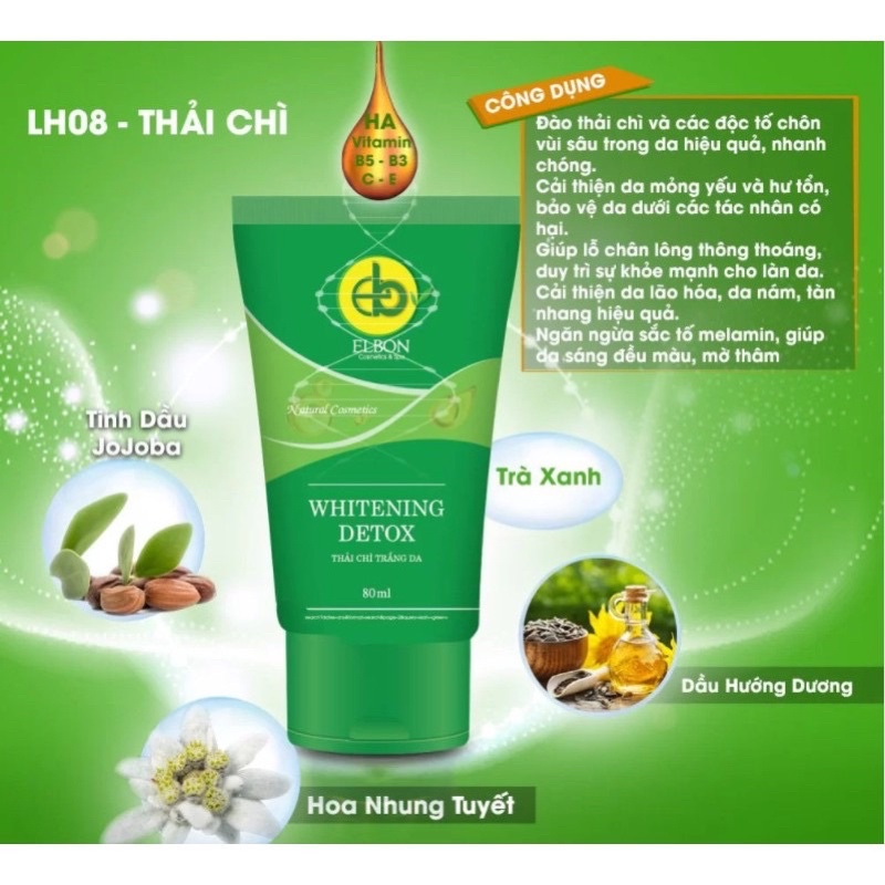 Mặt nạ thải chì trắng da Detox Whitening ELBON LH08 80ml