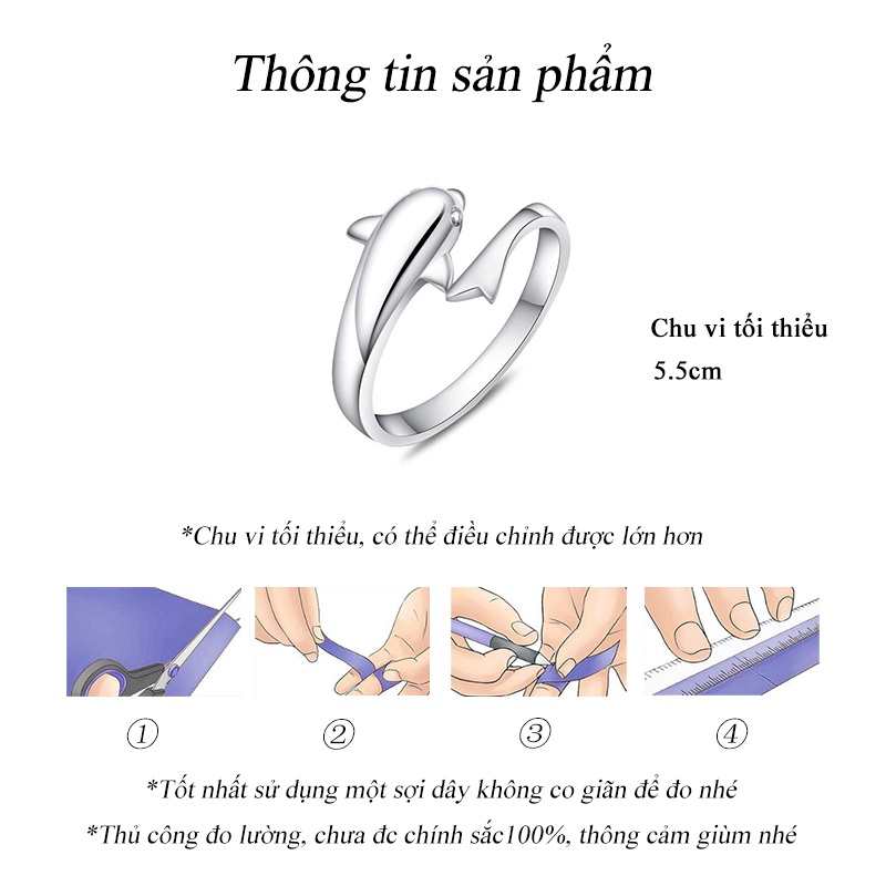 Nhẫn nữ Hình cá heo không đối xứng Cá tính Nhẫn mạ bạc Màu bạc Không phai màu Nhẫn nữ Trang sức NH-02