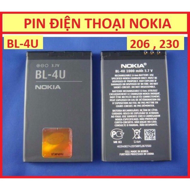 Pin điện thoại BL- 4U cho Noki 5530/ 5530XM/ 5730XM/ 6212c/ 6600i/ 6600s ,210/ Asha 500/