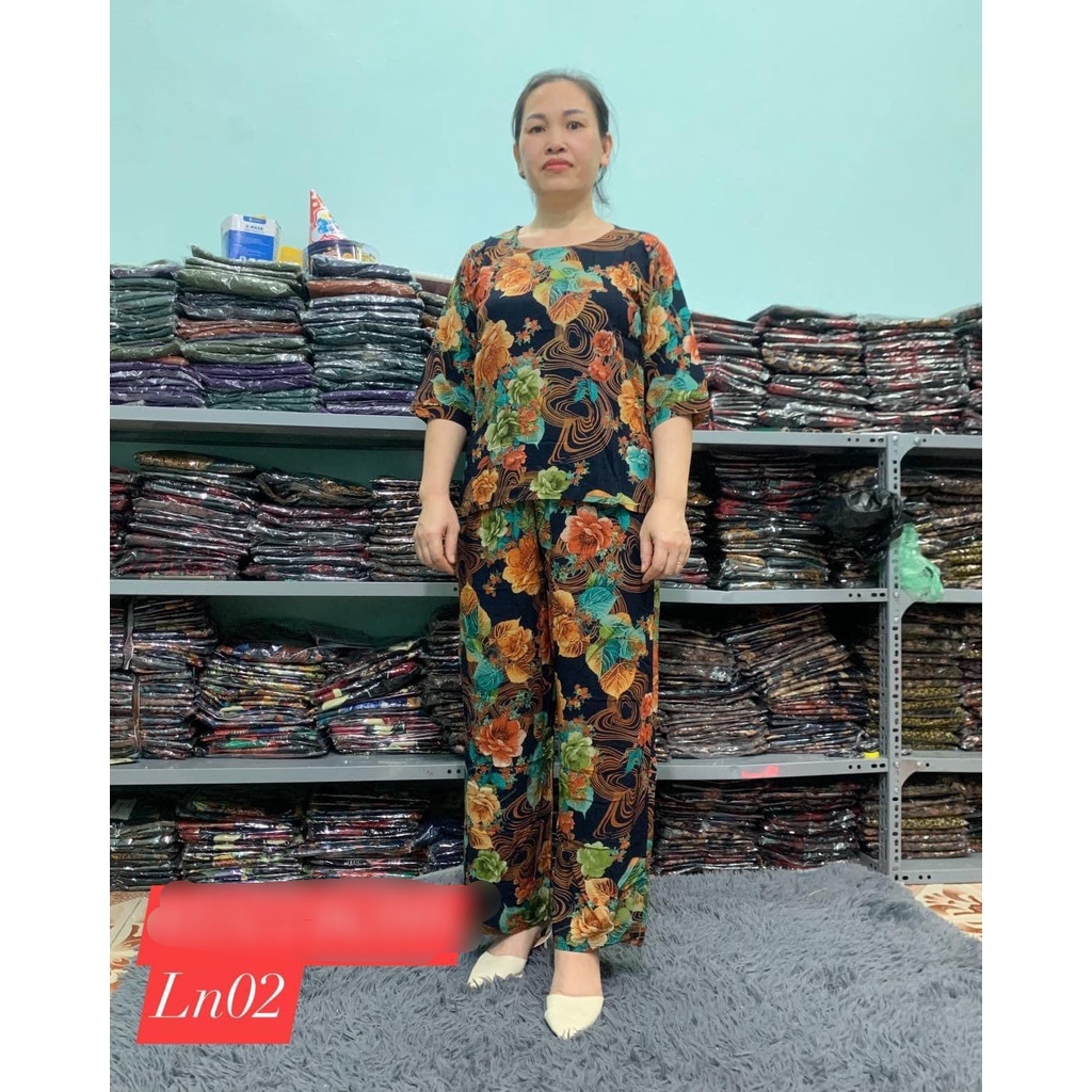 Bộ Lanh 3D Trung Niên - Bộ lanh quần Dài Tay Lỡ Cho Mẹ Cho bà