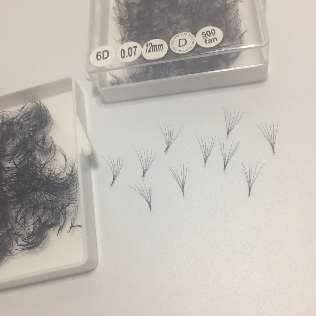 MI Fan 6D - 0,07 - C-D -keo nối mi - Dụng Cụ Nối Mi (Hộp 500 Fan) - HUY HOÀNG MI