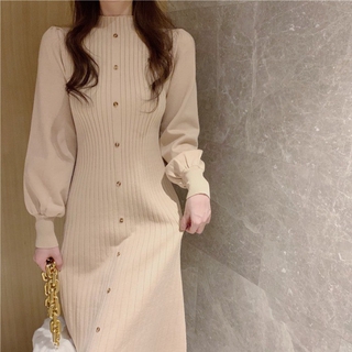 👘👘👘 Váy len tăm cao cổ tay bồng hàng order