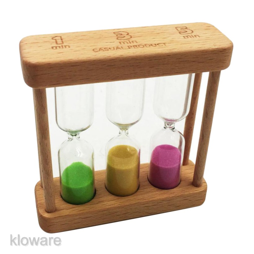 Đồng Hồ Cát Bằng Gỗ 1 + 3 + 5 Phút Dùng Trang Trí Nhà Cửa