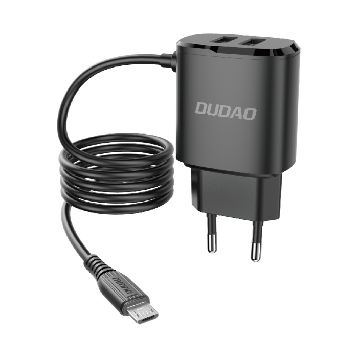 Củ Sạc Nhanh Liền Dây Dudao A2pro 2.4A Kèm 2 Cổng USB Có Thể Sạc Cùng Lúc 3 Thiết Bị Vỏ Nhựa ABS Chống Cháy BH 12 Tháng
