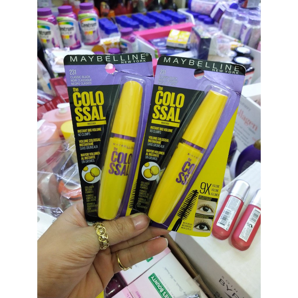 Macara Maybeline 9x hàng mỹ Maybelline Colossal Volume Express làm dày và dưỡng mi.