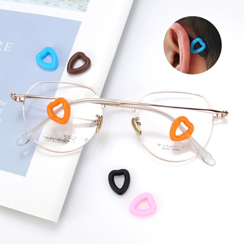 Phụ kiện cái tai silicone tròn hình trái tim giữ kính không rơi