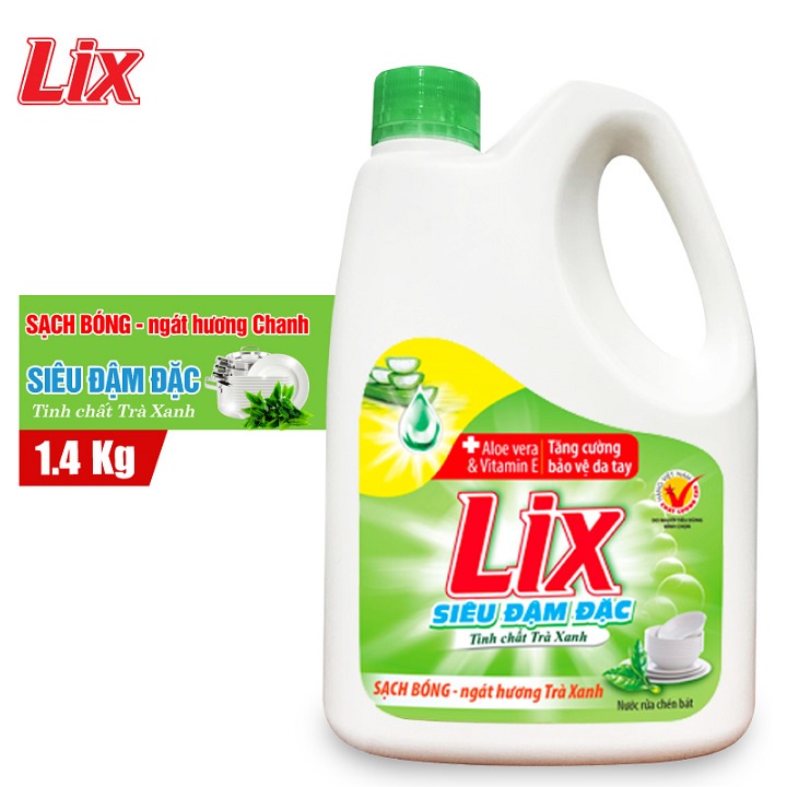 Nước rửa chén Lix siêu đậm đặc trà xanh 1.4Kg (NT140)