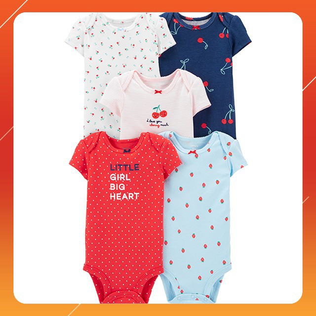 Bodysuit Carter's Tay Ngắn Nhập Mỹ Cho Bé Gái Set 5 Bộ