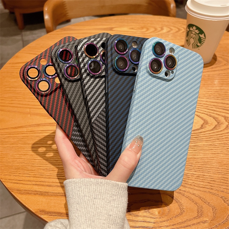 Ốp Điện Thoại Cứng Họa Tiết Sợi carbon Nhiều Màu Sang Trọng Chống Sốc Cho iphone 11 12 13 Pro Max ip12