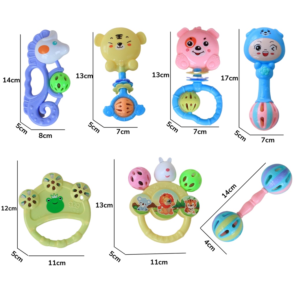Bộ đồ chơi xúc xắc 7 món FUNNY Xúc xắc lục lạc nhiều màu sắc cho bé nuoiconkieuhan