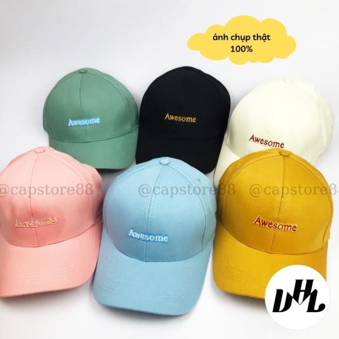 Mũ lưỡi trai VHL Store, nón kết kaki thêu chữ Awesome cao cấp thời trang nam nữ