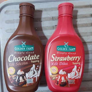 Sốt Topping Dâu / Chocolate / Caramel Golden Farm 630g (Chai)