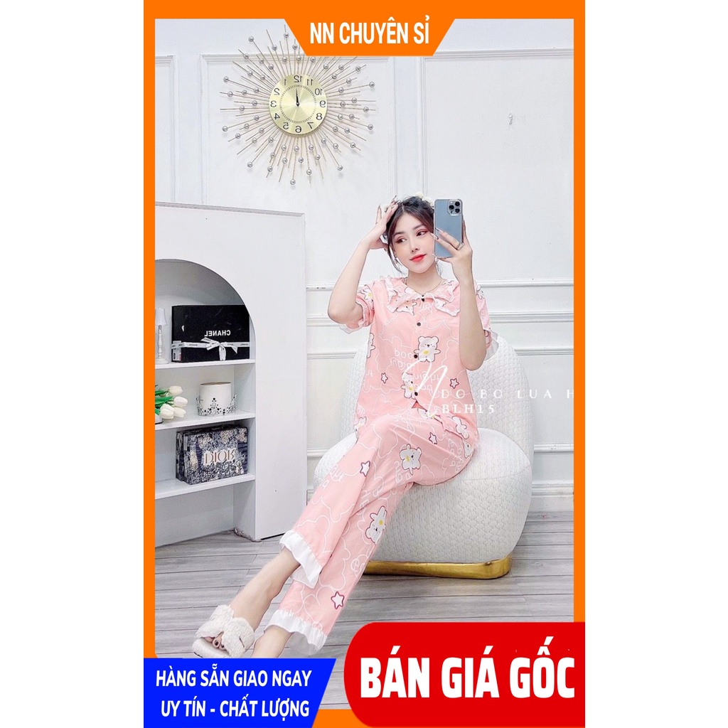 Đồ bộ nữ mặc nhà chất kate lụa mềm mịn in hình gấu hoạt hình dễ thương BLH15