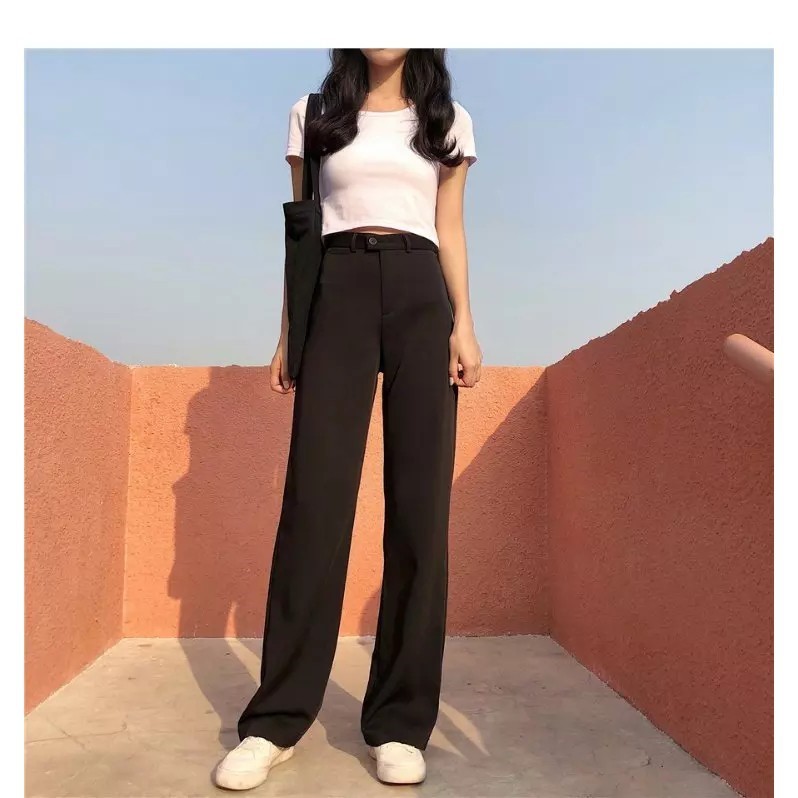 Quần vải nữ ống rộng Culottes cạp lưng cao khóa trước dáng đứng siêu dài 95cm Q2D18