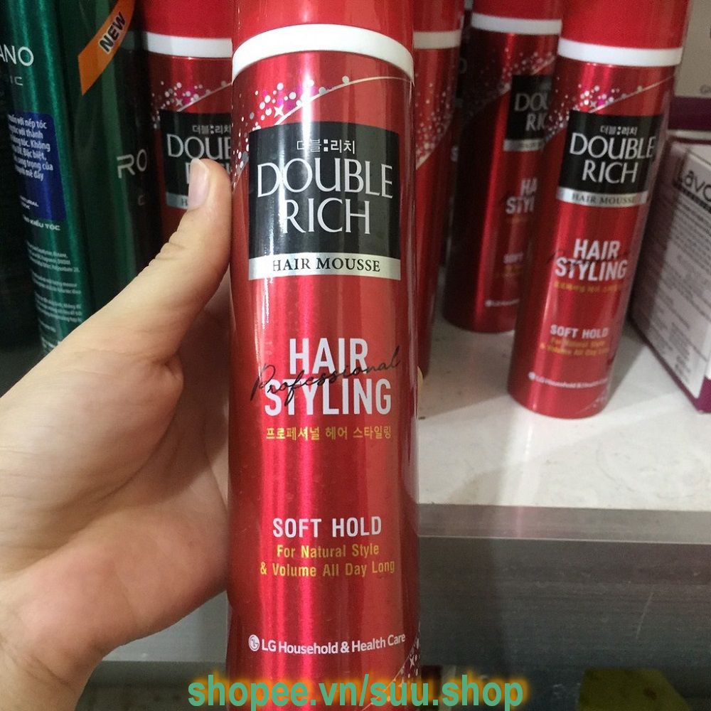 Mousse Tạo Kiểu Tóc 150ml Double Rich Giữ Nếp Tóc Tự Nhiên, Nuôi Dưỡng Tóc Bồng Bềnh, suu.shop cam kết 100% chính hãng.