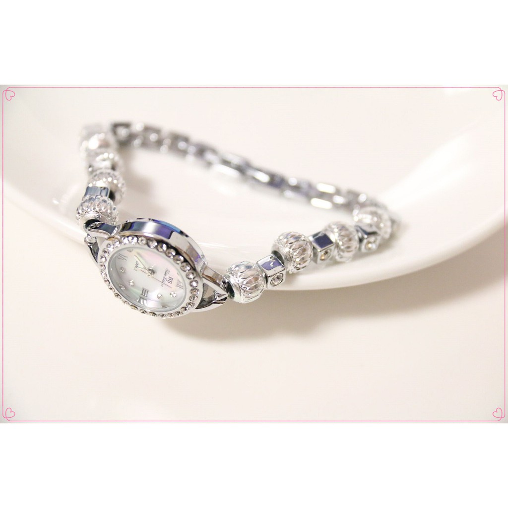 Đồng Hồ Nữ Bee Sister FA0284 Mặt Đính Đá, Chống Nước Chống Xước Tốt, Dây Thép Cao Cấp Không Gỉ Mix Hạt Tròn