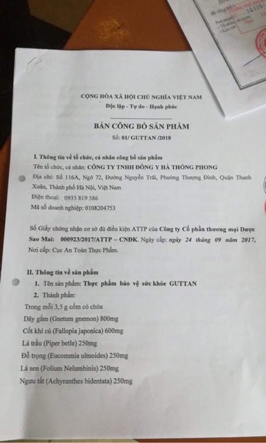 Thực phẩm chức năng Guttan hỗ trợ điều trị gout, giảm acid uric trong máu