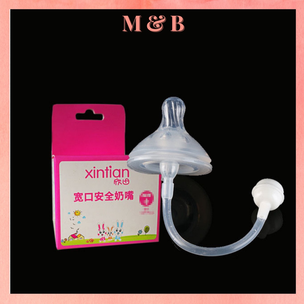 Núm ti quả tạ có van chống sặc cho bé từ 5-8 tháng trở lên để thay thế bình sữa cổ rộng