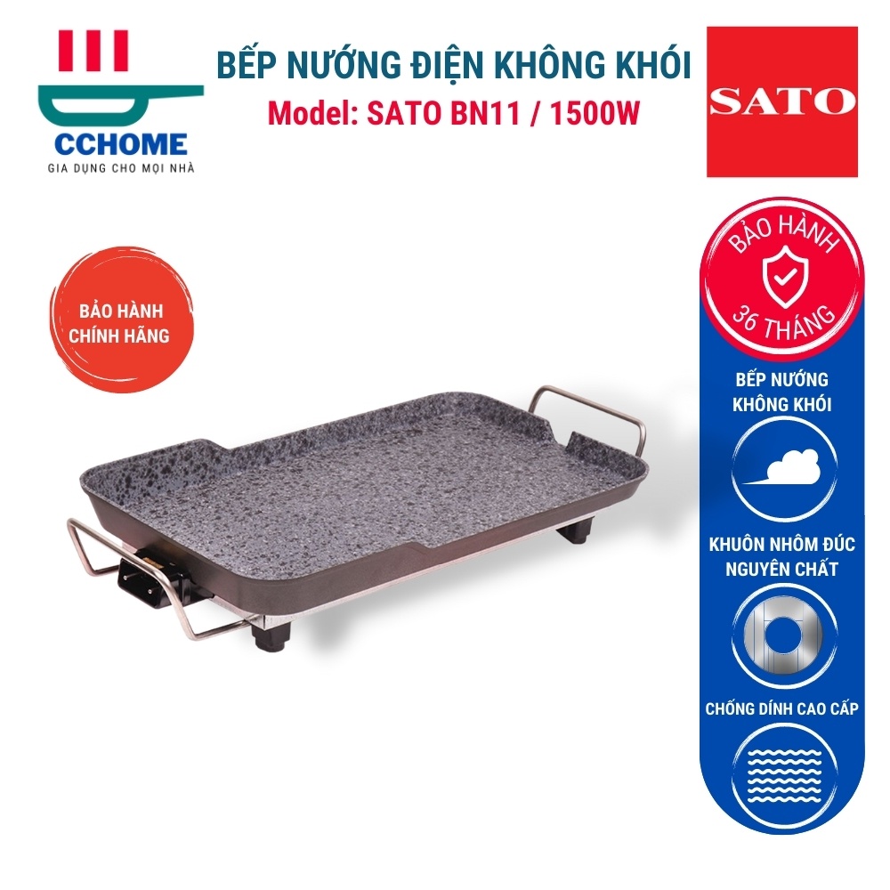 Bếp nướng không khói 💥 𝗚𝗜𝗔́ 𝗦𝗔̣̂𝗣 𝗦𝗔̀𝗡 💥 Bếp nướng điện SATO BN11 CCHome ST002