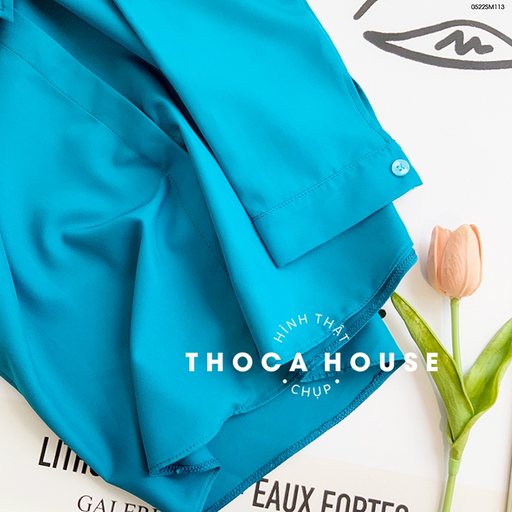 Áo sơ mi trơn dáng suông basic THOCA HOUSE freesize dưới 56kg, chất vải mềm thoáng