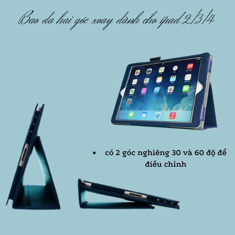 Bao da thiết kế sang trọng hai góc xoay dành cho ipad mini 1/2/3