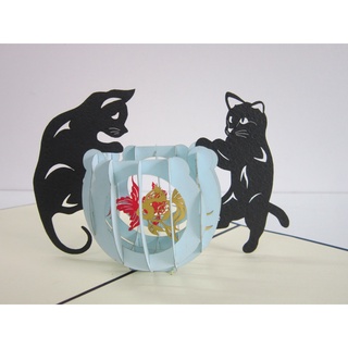 NHIỀU MẪU - Thiệp 3D Handmade Animal Popup Card Chú Mèo May Mắn Lucky Cat Thiệp Nổi HMG