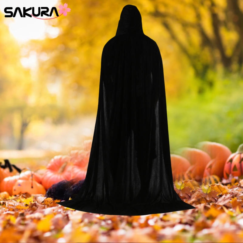 Áo Choàng Nhung Có Mũ Trùm Đầu Hóa Trang Halloween​​Quần Áo Phần Màu Đen 150cm | BigBuy360 - bigbuy360.vn