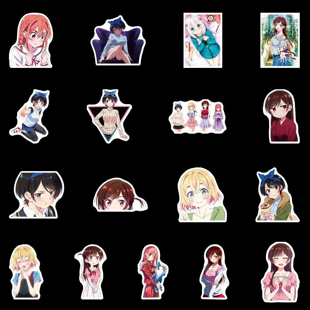 Miếng dán Sticker anime/manga Kanojo, Okarishimasu (Bạn gái thuê) trọn bộ 50 hình - In rõ ràng sắc nét khó tróc