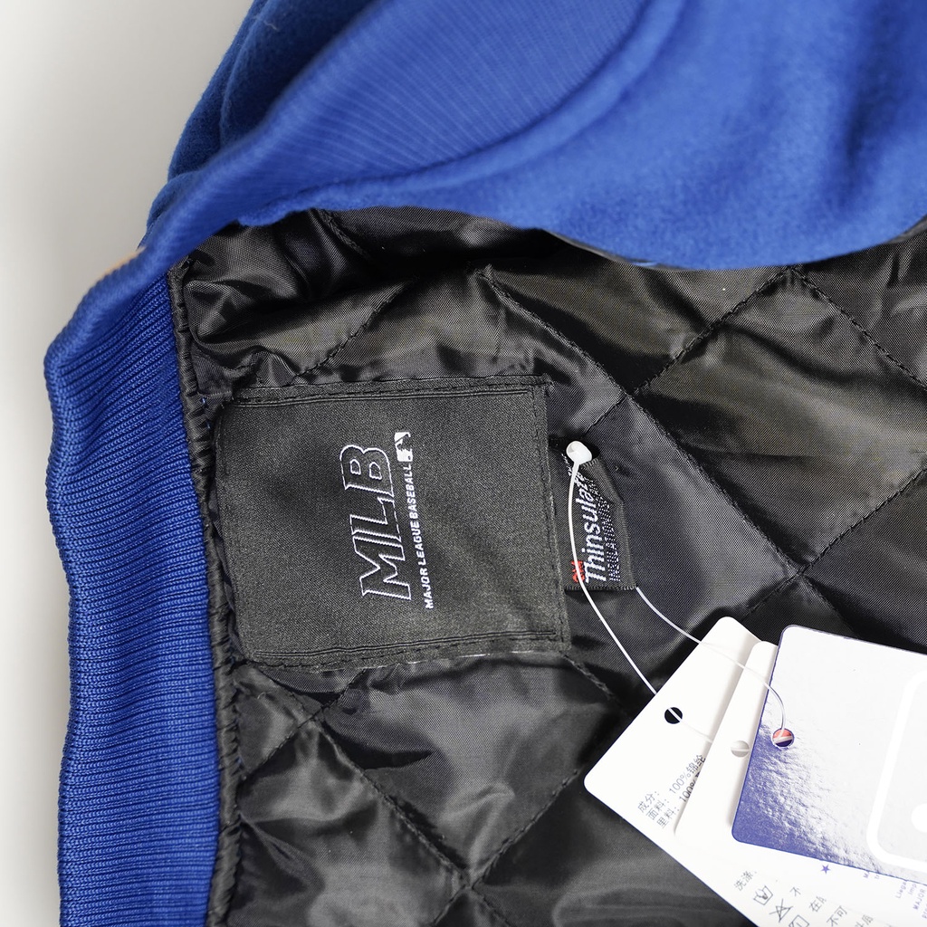 Áo khoác TLS bóng chày varsity NY LA unisex ba lớp lót bông dày dặn