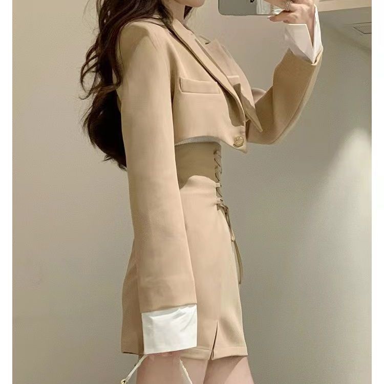 Set Áo Khoác Blazer + Chân Váy Ngắn Lưng Cao Thời Trang Mùa Thu 2022 Mới Cho Nữ
